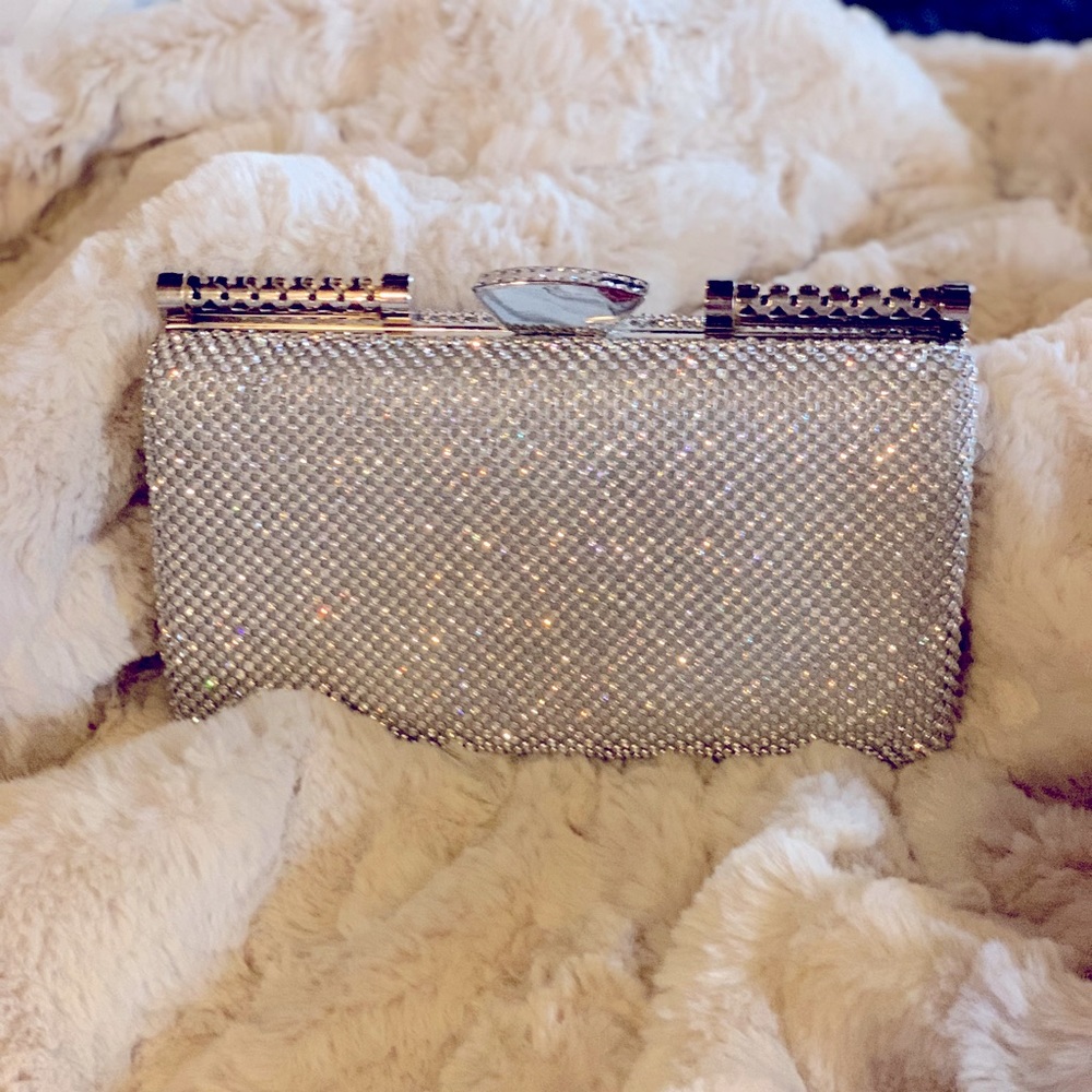 Luxury silver studded clutch